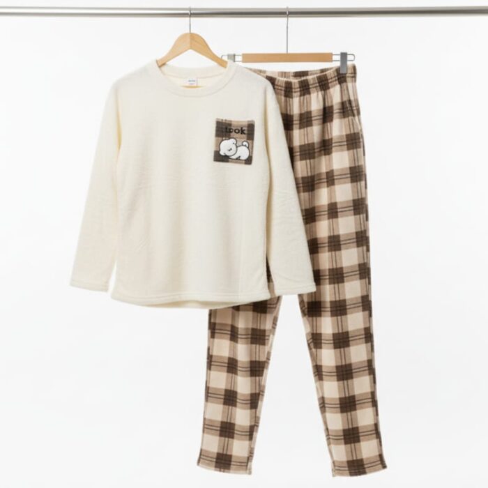 Fleece Pajama Set - Beige