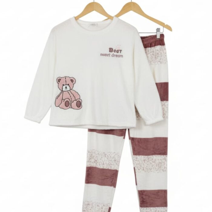 Fleece Pajama Set - White