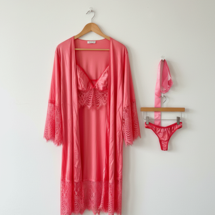 3pcs Silk Nighty - Pink