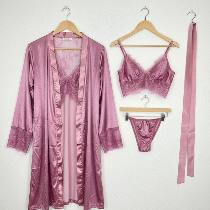 3pcs Silk Nighty - Purple