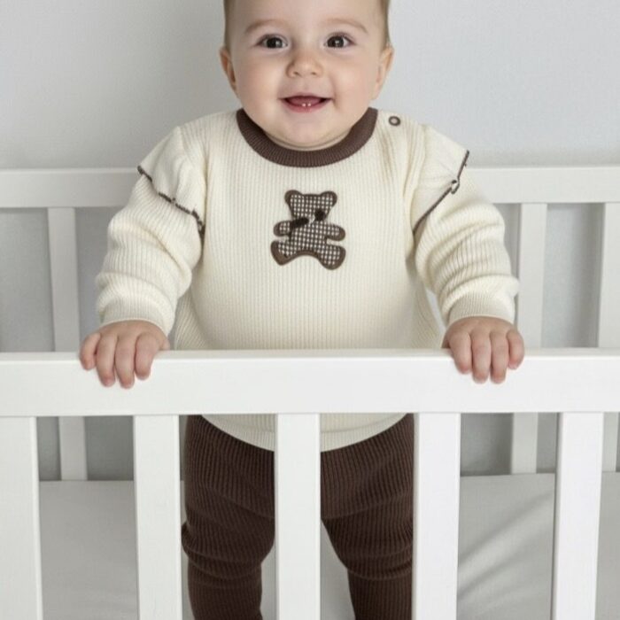Girls Soft Woolen Suit – Cream n Brown