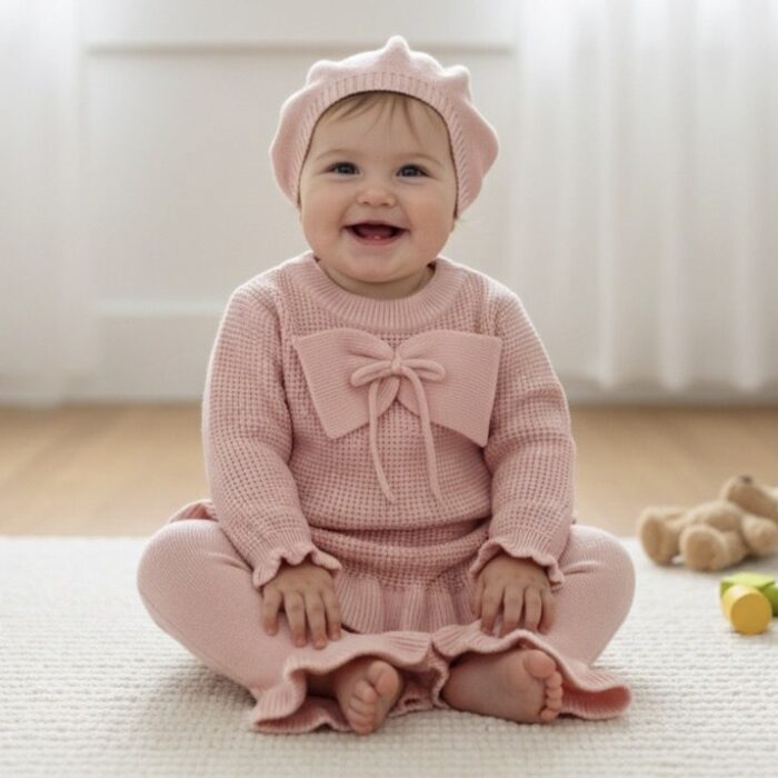 Girls Soft Woolen Suit – Peach