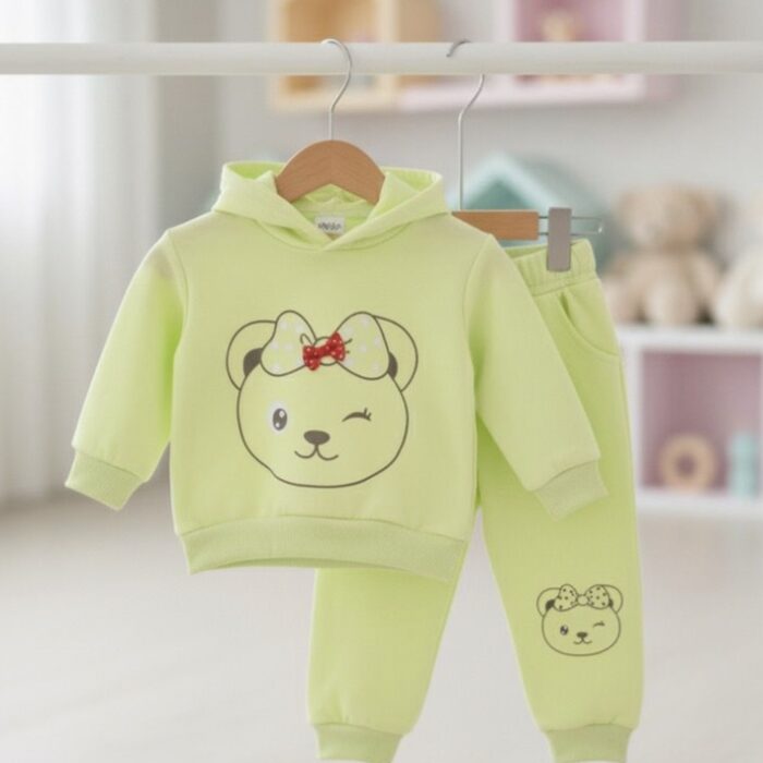 Girls Fleece Hoodie Pajama Set – Shocking Green