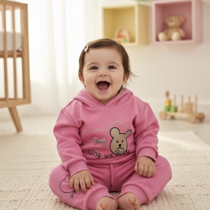 Girls Fleece Hoodie Pajama Set – Pink