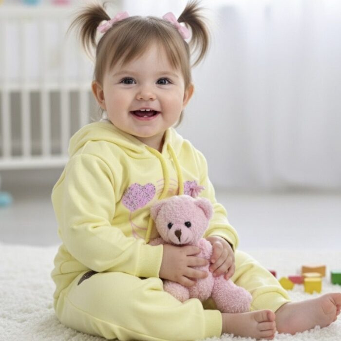 Girls Fleece Hoodie Pajama Set – Yellow