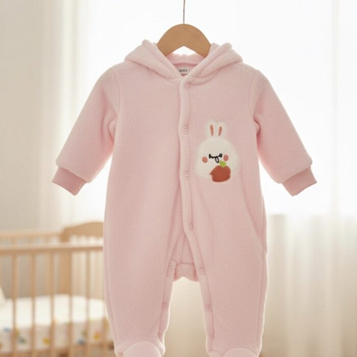 Girls Furry Romper – Pink