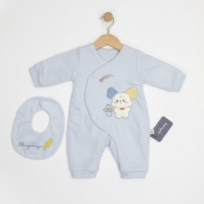 Boys Soft Velvet Romper - Blue