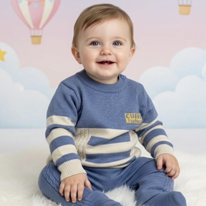 Boys Soft Woolen Pajama Suit - Blue