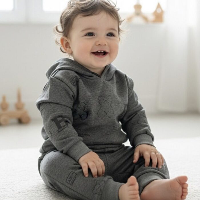 Boys Fleece Hoodie Pajama Set - Gray