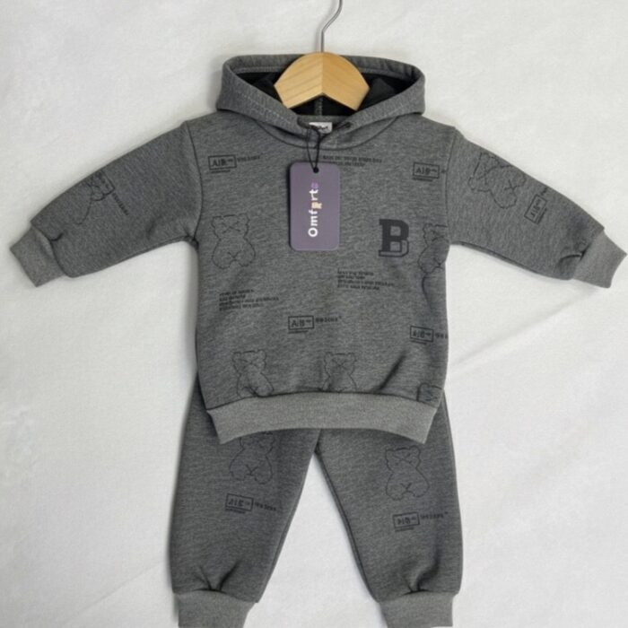 Boys Fleece Hoodie Pajama Set - Gray