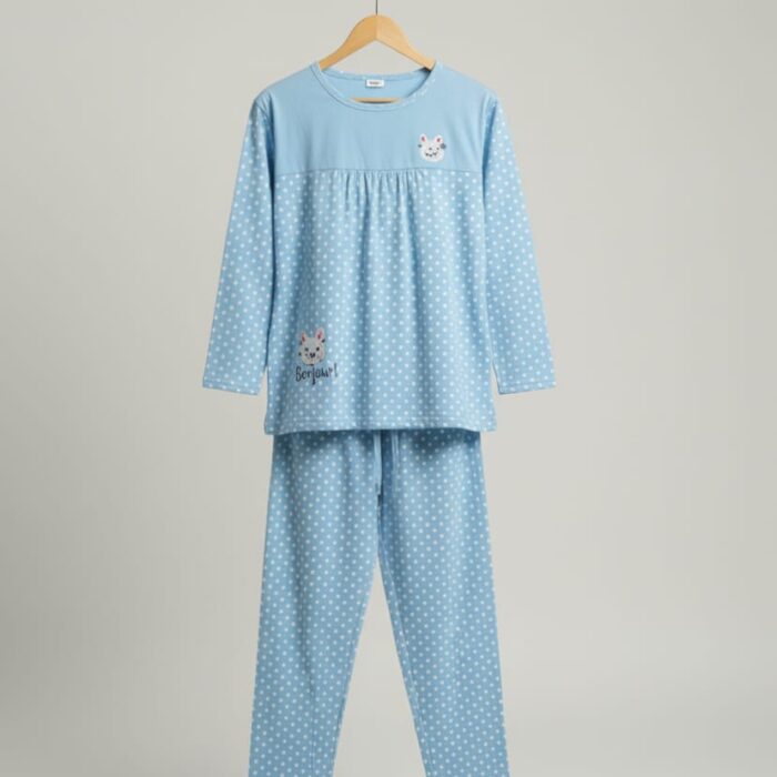 Printed Pajama Set - Blue