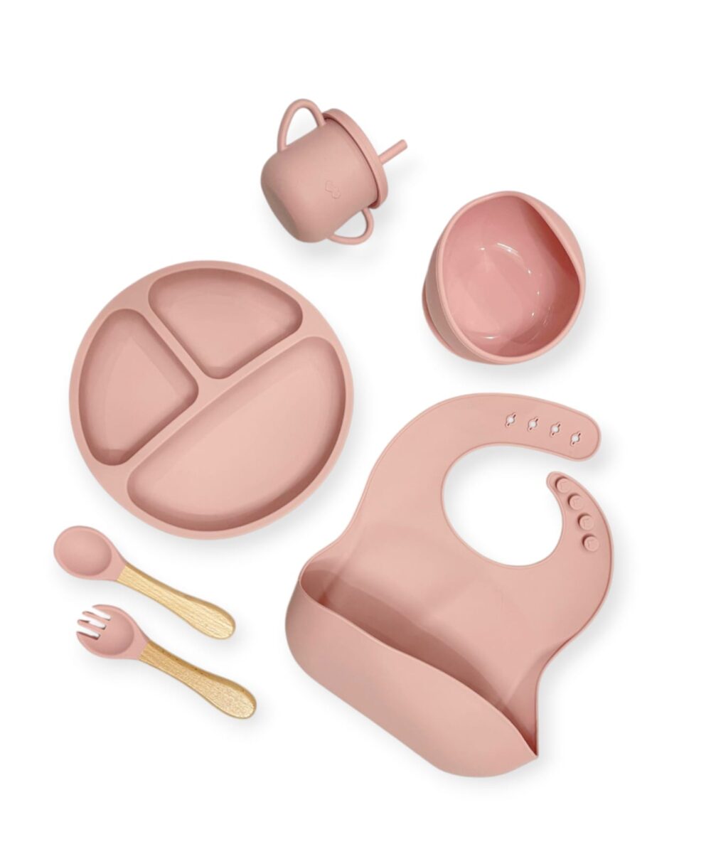 6 Pcs Baby Silicone Feeding Set - Light Pink