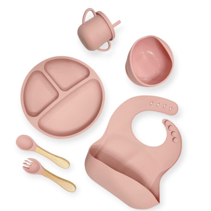 6 Pcs Baby Silicone Feeding Set - Light Pink