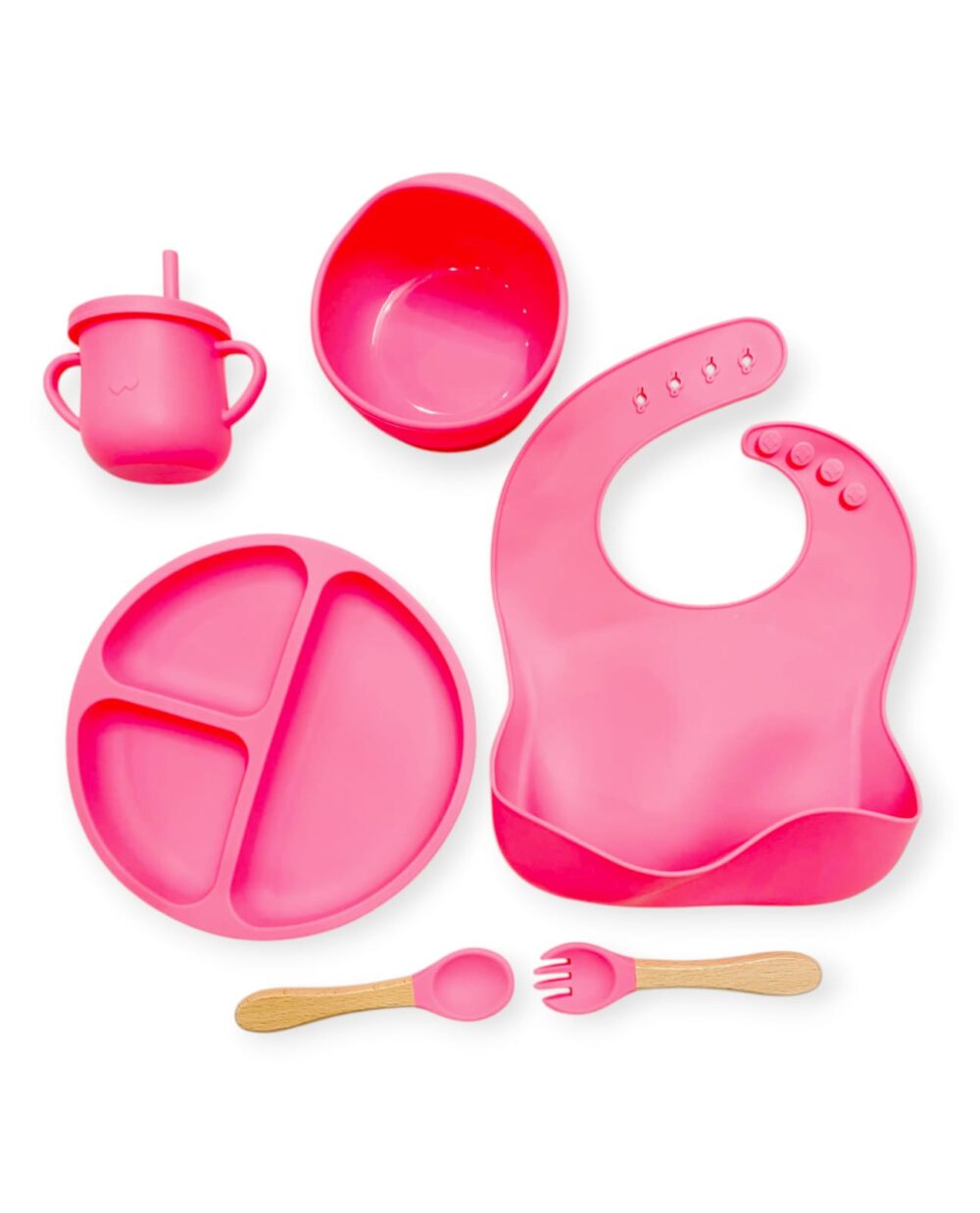 6 Pcs Baby Silicone Feeding Set - Pink