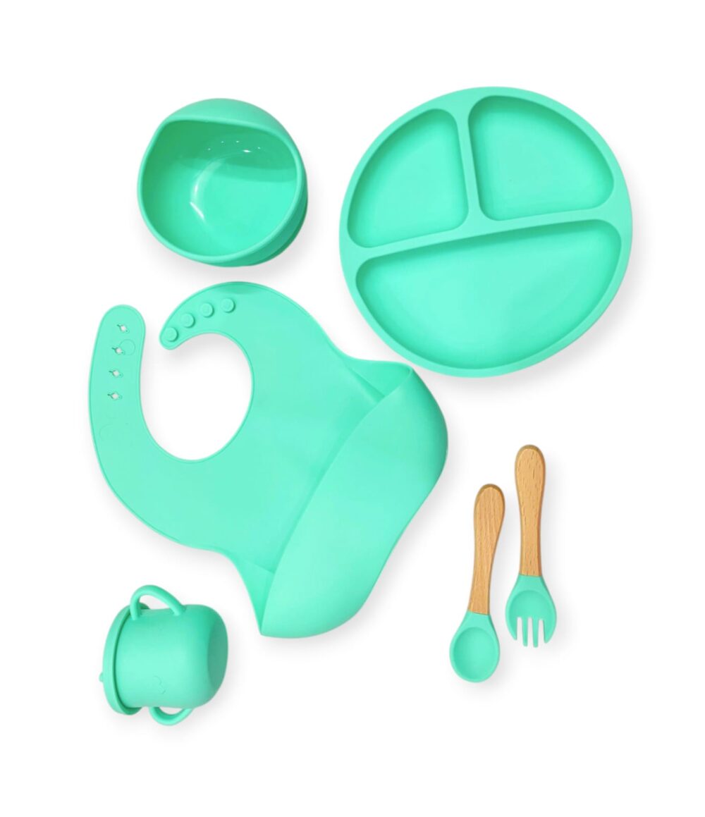 6 Pcs Baby Silicone Feeding Set - Green