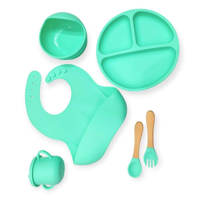 6 Pcs Baby Silicone Feeding Set - Green