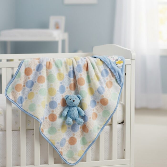 Baby Soft Fleece Printed Hoodie Blanket - Blue