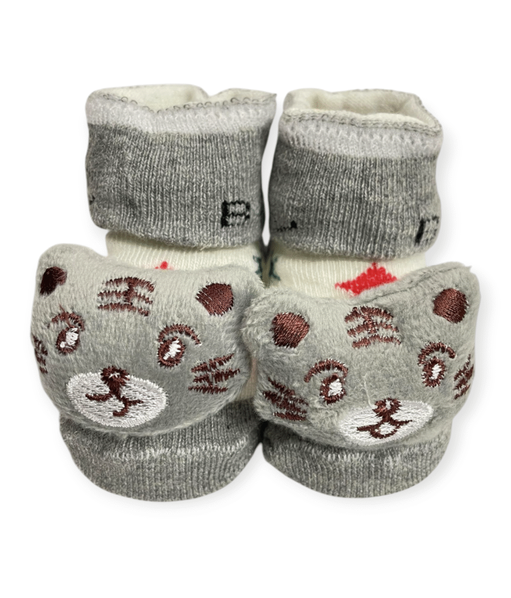 Baby Bear Booties Socks - Gray