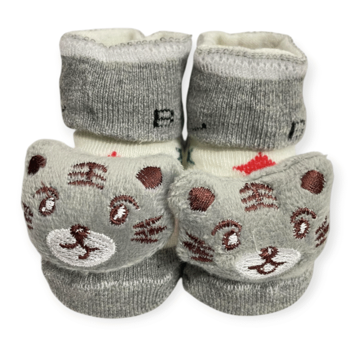 Baby Bear Booties Socks - Gray