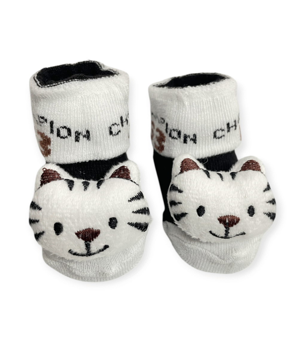 Baby Bear Booties Socks - Black N White
