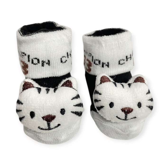 Baby Bear Booties Socks - Black N White