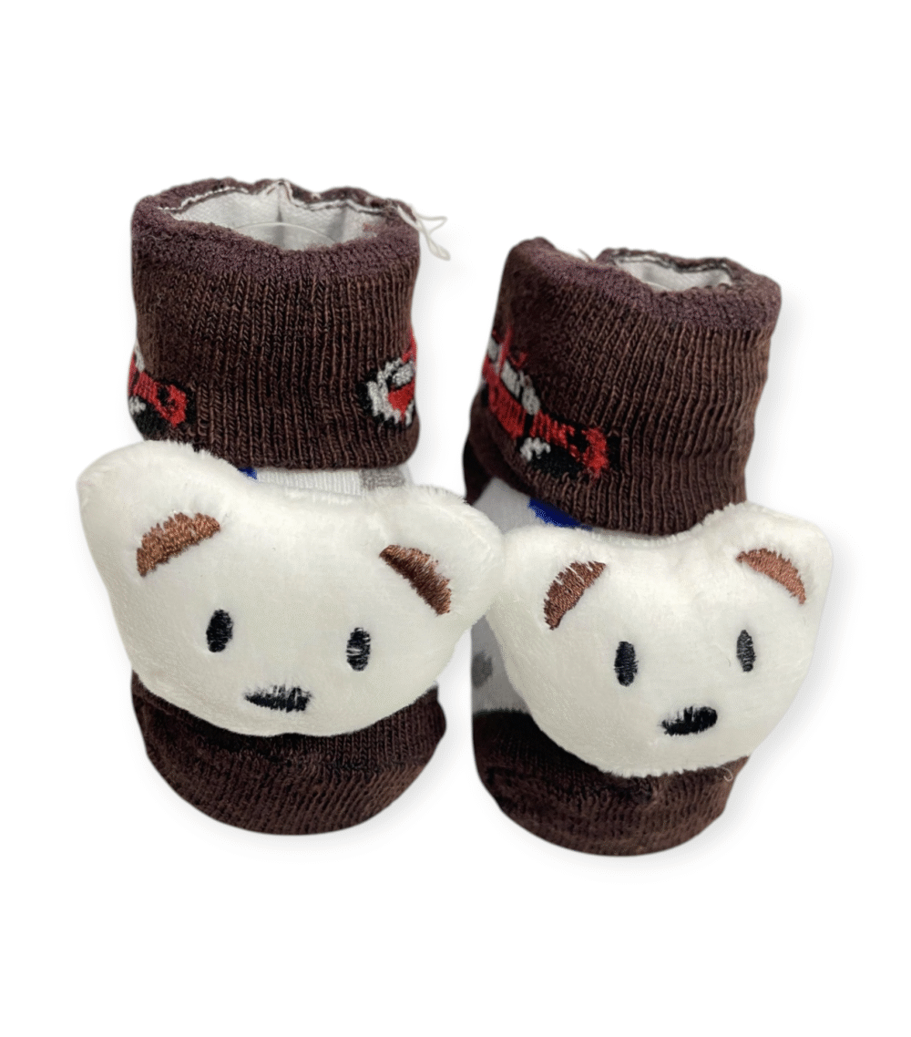 Baby Bear Booties Socks - Brown