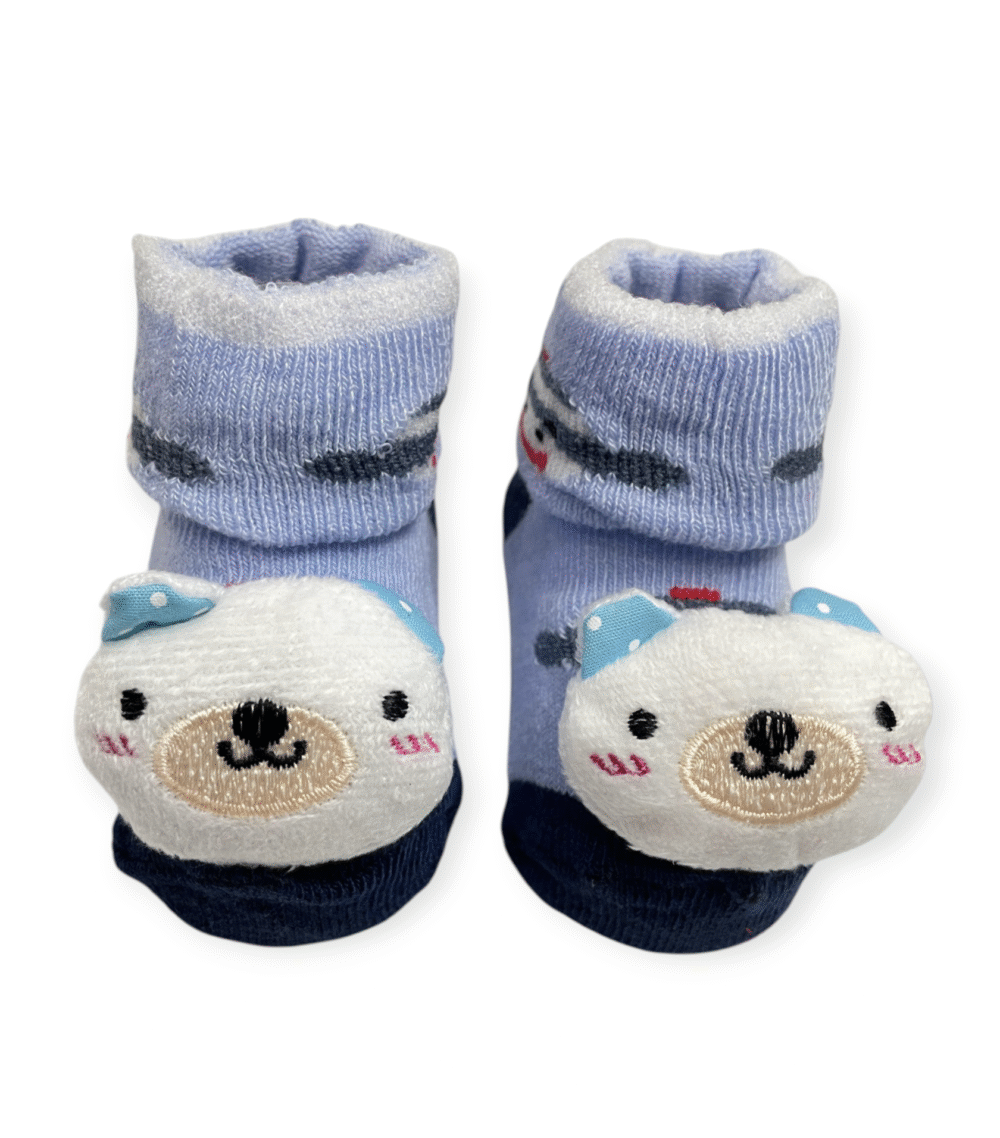 Baby Bear Booties Socks - Sky blue