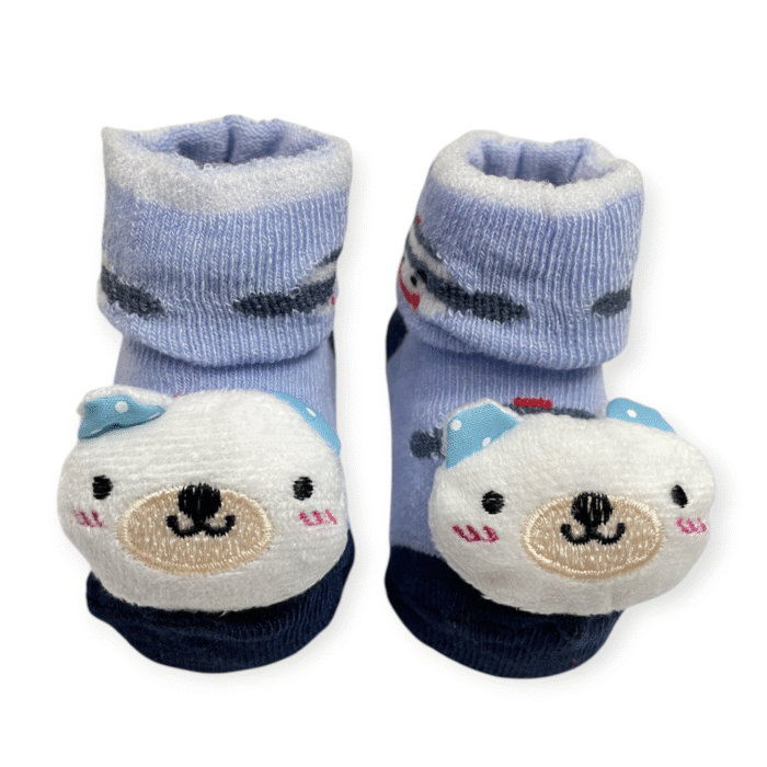 Baby Bear Booties Socks - Sky blue