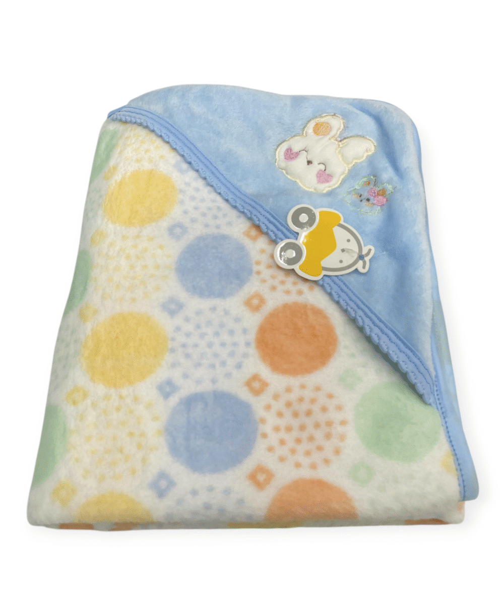 Baby Soft Fleece Printed Hoodie Blanket - Blue - Image 3